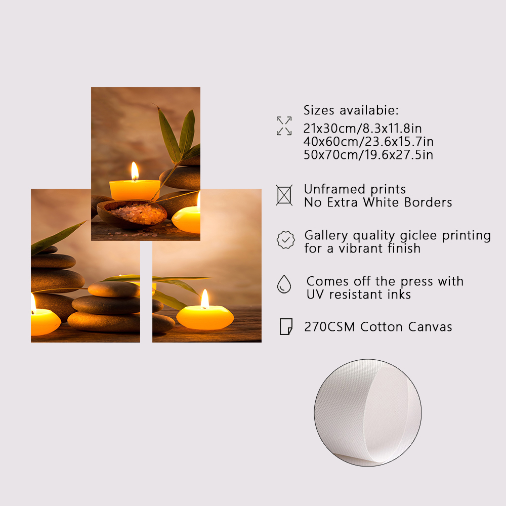 3PCS Frameless Canvas Painting - Spa Wellness Images のレビューと価格